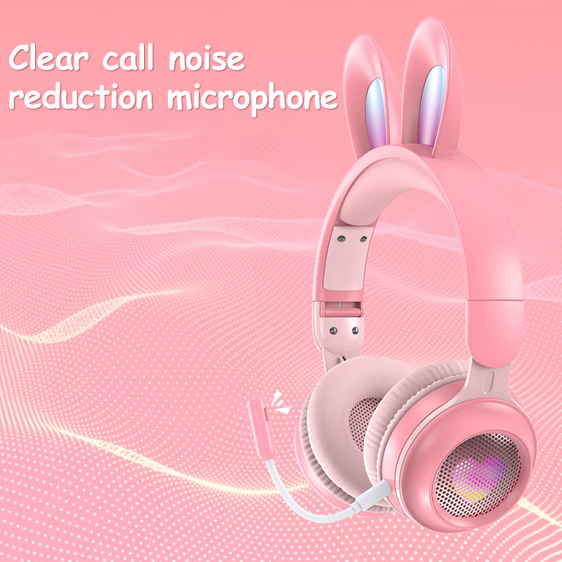 Rabbit Ear Headphones Wireless Luminous Extendable Wheat Headphones - iztia