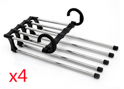 5 In 1 Wardrobe Hanger Multi-functional Clothes Hangers Pants Stainless Steel Magic Wardrobe Clothing Hangers For Clothes Rack - iztia