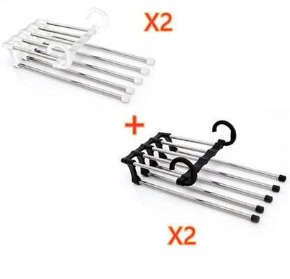 5 In 1 Wardrobe Hanger Multi-functional Clothes Hangers Pants Stainless Steel Magic Wardrobe Clothing Hangers For Clothes Rack - iztia