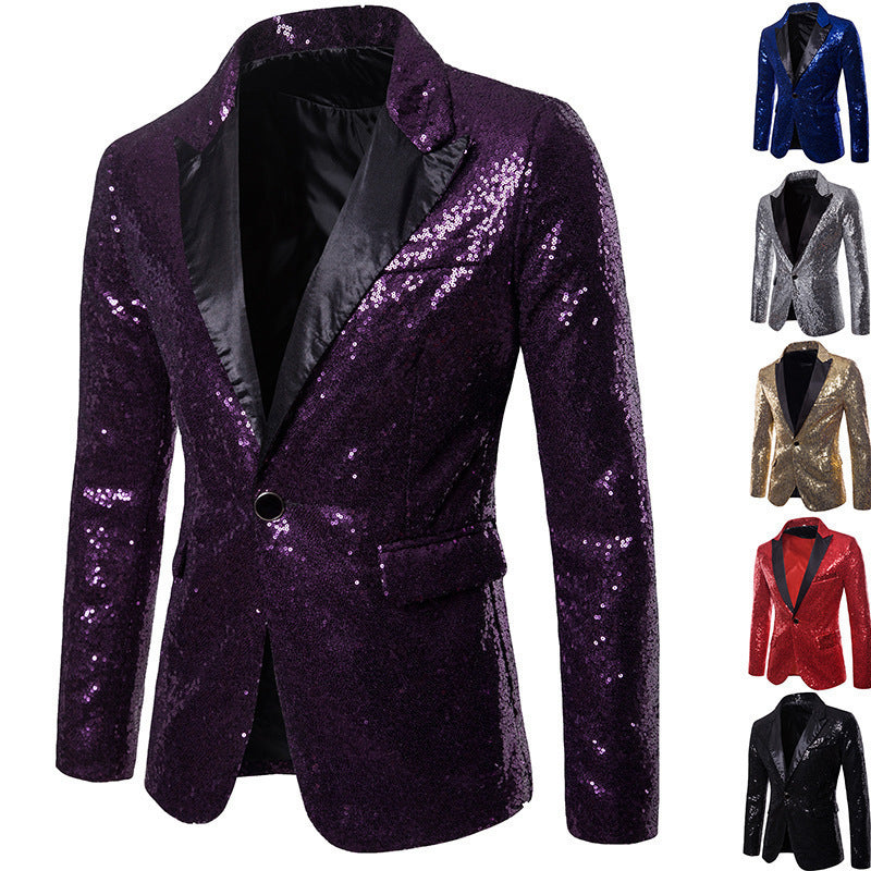 European And American Performance Dress Gold Sequined Suit - iztia