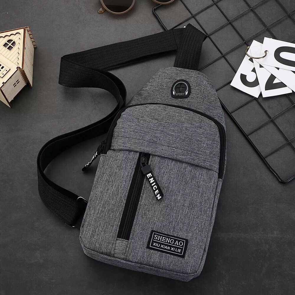 Mens Sling Bag Cross Body Handbag Chest Bag Shoulder Pack Sports Travel Backpack Gray - iztia