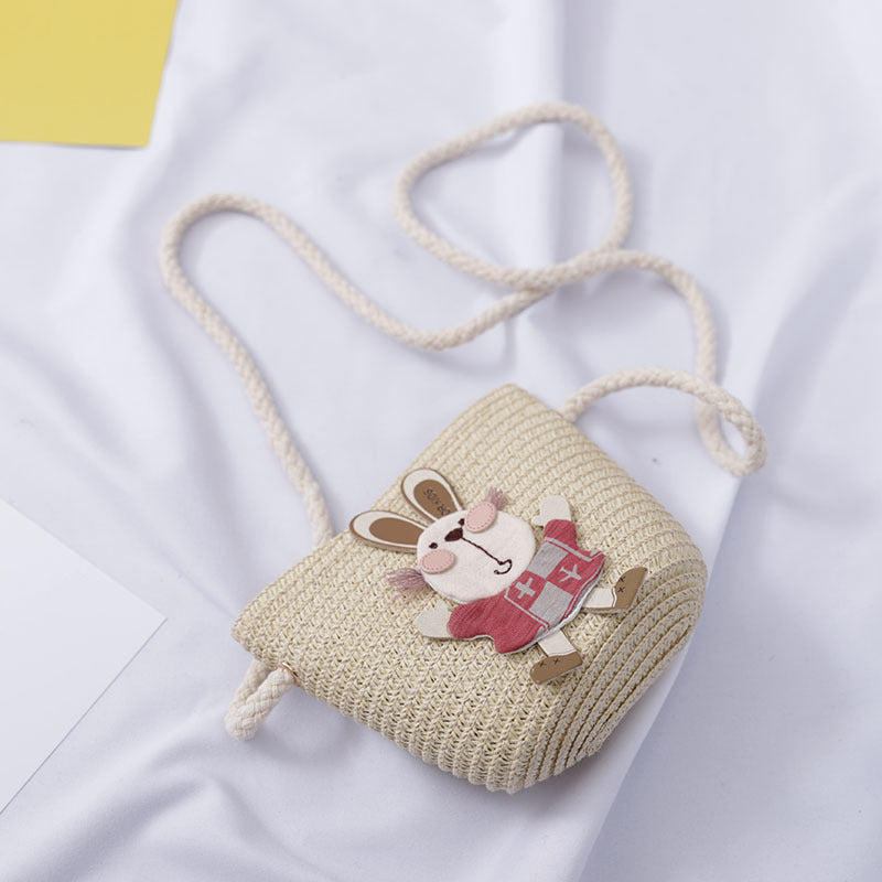 Cute Rabbit Decoration Bag Two-Piece Straw Hat - iztia