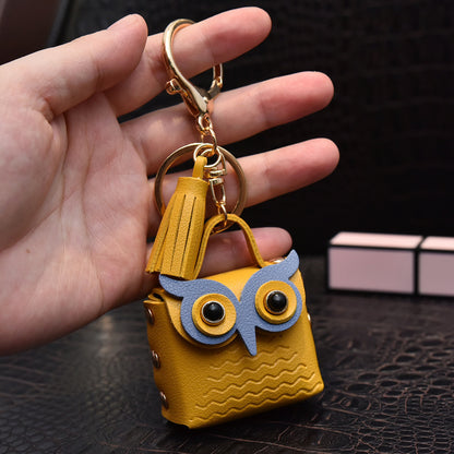 Creative Leather Owl Coin Purse Keychain - iztia