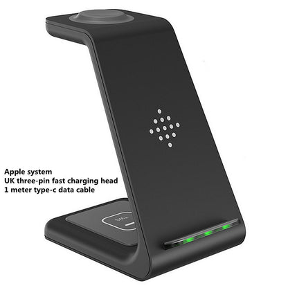 Iztia® 3-in-1 Wireless Charging Station for Apple Devices: Fast Charger for Apple Watch Ultra 9 8 7 6 SE 5 4 3, iPhone 15/Plus/Pro Max/14/13/12/11/X, and AirPods Pro (with Adapter) - iztia