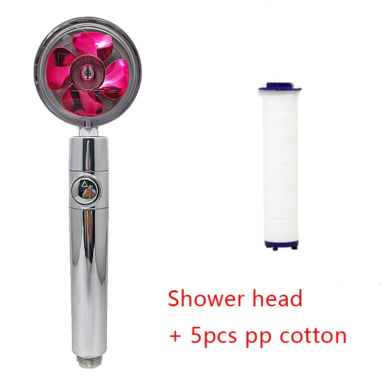 Shower Head Water Saving Flow 360 Degrees Rotating With Small Fan ABS Rain High Pressure Spray Nozzle Bathroom Accessories - iztia