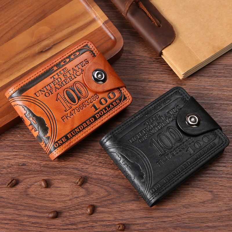 Personalized Dollar Wallet Men's Two-fold Buckle Multiple Card Slots Wallet Purse - iztia