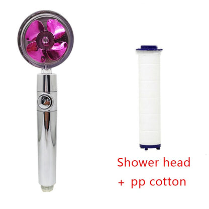 Shower Head Water Saving Flow 360 Degrees Rotating With Small Fan ABS Rain High Pressure Spray Nozzle Bathroom Accessories - iztia