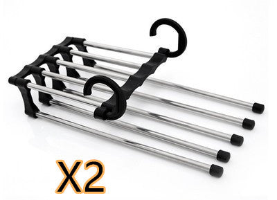 5 In 1 Wardrobe Hanger Multi-functional Clothes Hangers Pants Stainless Steel Magic Wardrobe Clothing Hangers For Clothes Rack - iztia