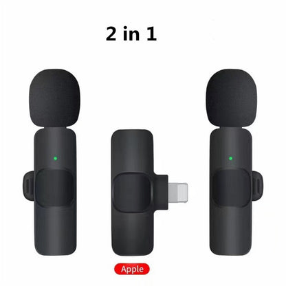 Wireless Lavalier Microphone Portable Audio Video Recording Mini Mic For I Phone Android Long Battery Life Live Broadcast Gaming - iztia