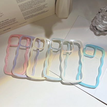 Wave Border Mobile Phone Case Solid Color Simple Candy Color - iztia