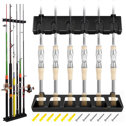 Fishing Rod Rack Vertical Holder Horizontal Wall Mount Boat Pole Stand Storage - iztia