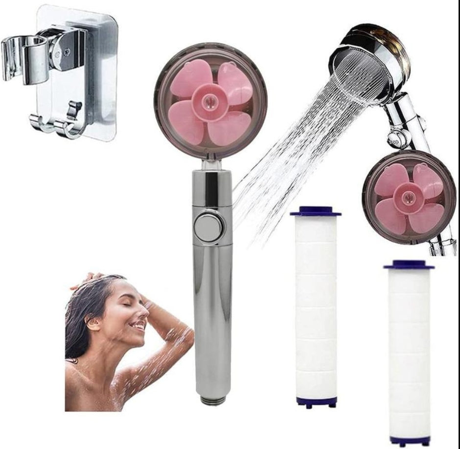 Propeller Driven Shower Head With Stop Button And Cotton Filter Turbocharged High Pressure Handheld Shower Nozzle - iztia