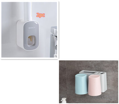 Wall Mounted Automatic Toothpaste Holder Bathroom Accessories Set Dispenser - iztia