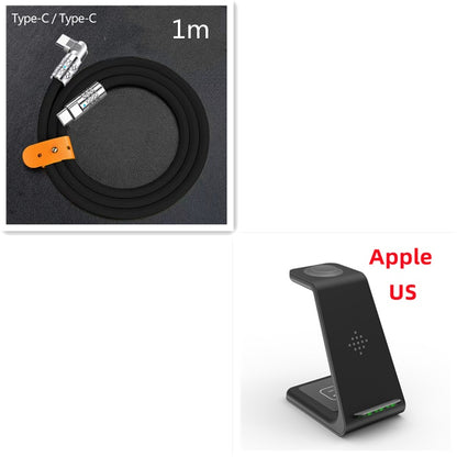 Iztia® 3-in-1 Wireless Charging Station for Apple Devices: Fast Charger for Apple Watch Ultra 9 8 7 6 SE 5 4 3, iPhone 15/Plus/Pro Max/14/13/12/11/X, and AirPods Pro (with Adapter) - iztia