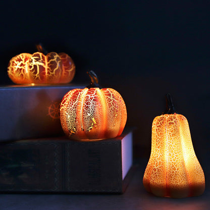 New Halloween Pumpkin Lantern Simulation Pumpkin LED Candle Lamp Resin Luminous Pumpkin - iztia