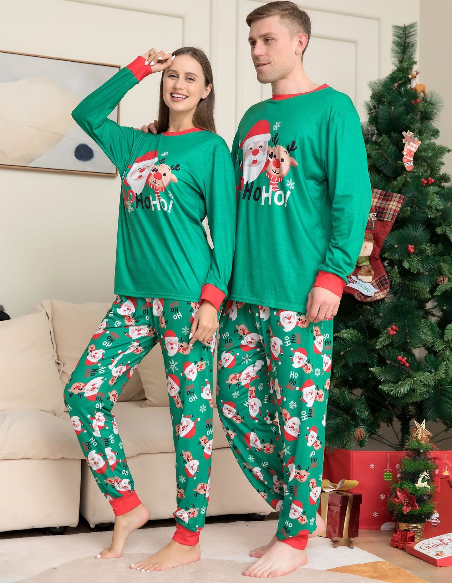 Christmas Pajamas For Family Matching Family Christmas PJs Sets Santa Claus Printed Top Sleepwear - iztia