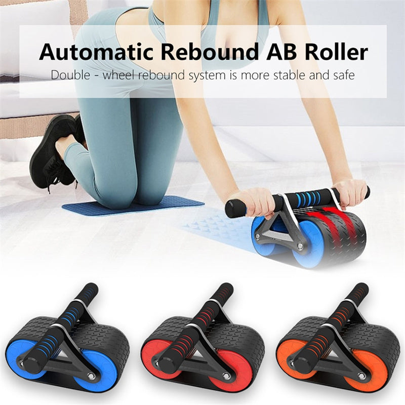 Double Wheel Abdominal Exerciser Women Men Automatic Rebound Ab Wheel Roller Waist Trainer Gym Sports Home Exercise Devices - iztia