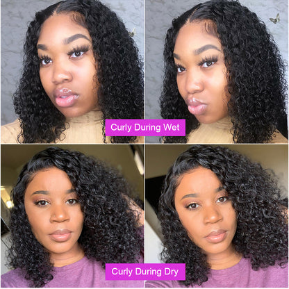 Deep Water Wave Lace Frontal Human Hair Wigs Transparent Curly - iztia