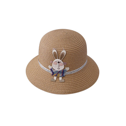 Cute Rabbit Decoration Bag Two-Piece Straw Hat - iztia