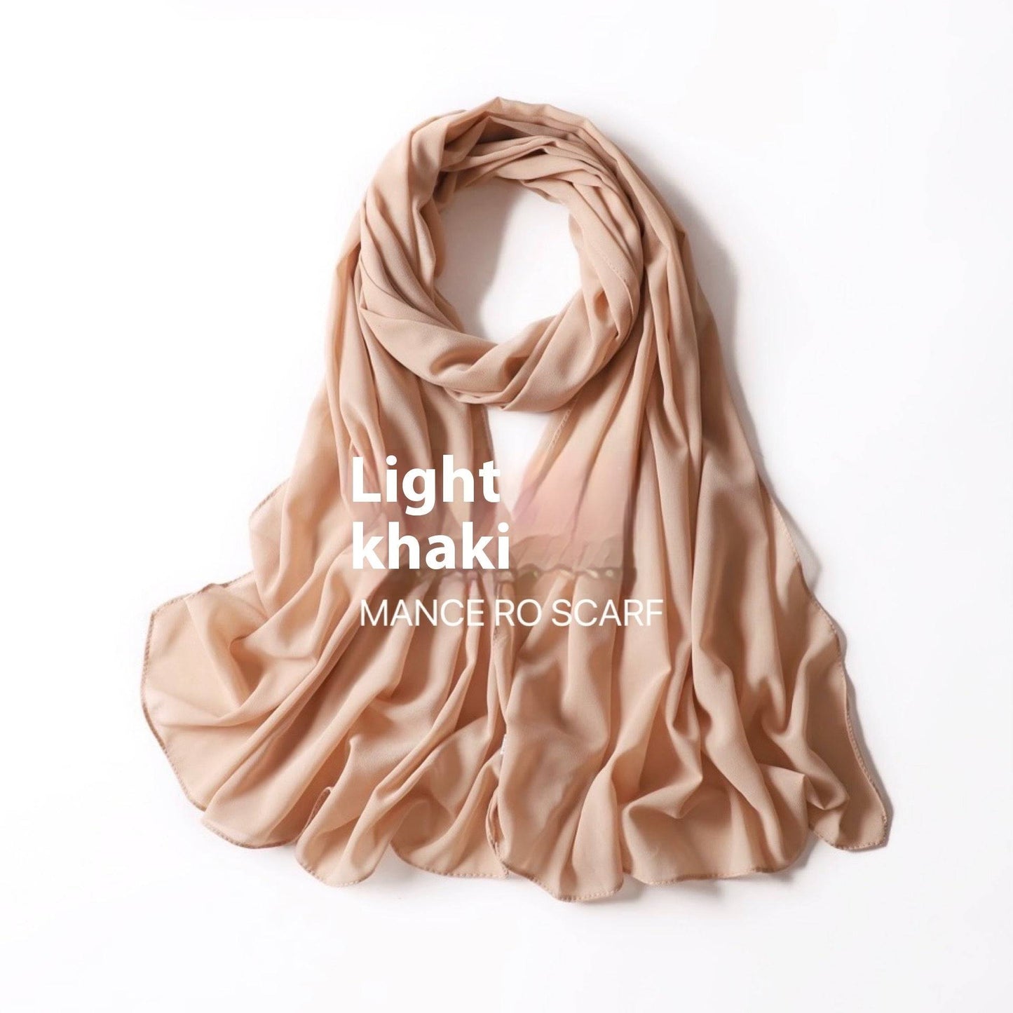 Pure Color Pearl Chiffon Scarf Headcloth Veil Chiffon Scarf - iztia