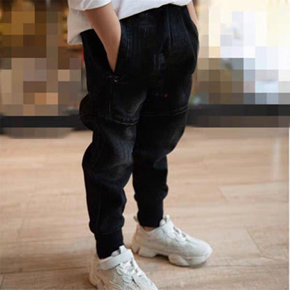 Kids Black Jeans Single Pants Spring And Autumn Boys Pants - iztia