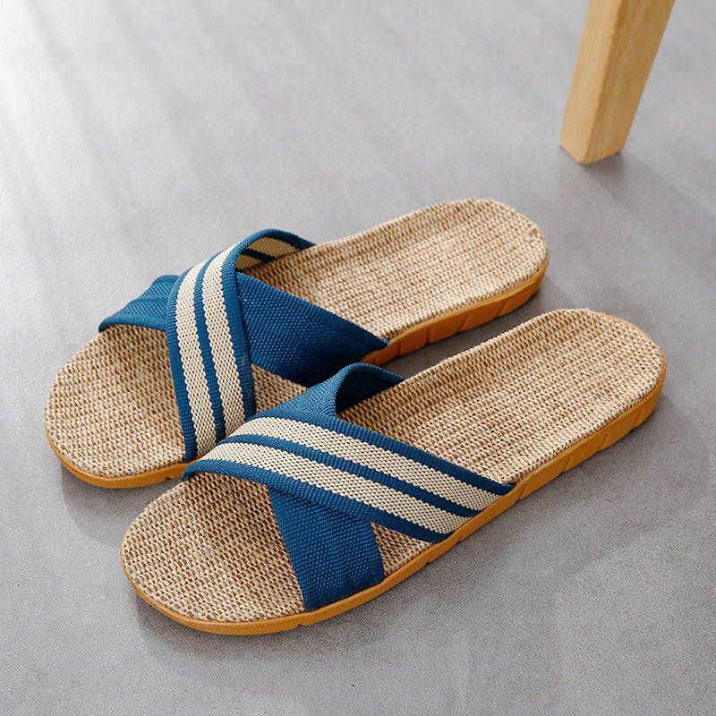 Linen Slippers Couple Indoor Platform Non-slip Non-stinky Feet - iztia