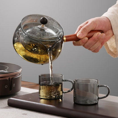 Semi-automatic Rotary Heat-resistant Glass Teapot Lazy Tea Making With Infuser And Wooden Handle Office Home Accessories Kitchen Gadgets - iztia