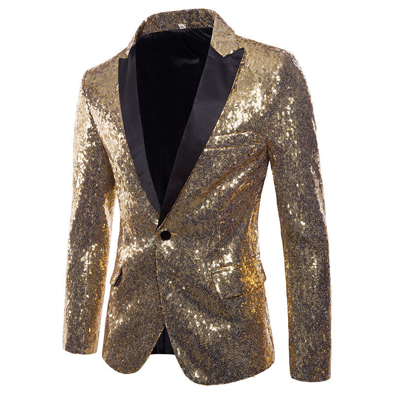 European And American Performance Dress Gold Sequined Suit - iztia