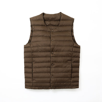 Men's Autumn And Winter Collarless Lightweight Basic Thin Vest - iztia