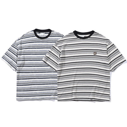 Men's Striped Loose Artistic Youth Fresh T-shirt - iztia