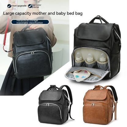Leisure Crib Baby Diaper Bag Lightweight And Large Capacity Splash-proof Multi-purpose Shoulder Mummy Backpack - iztia