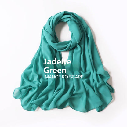 Pure Color Pearl Chiffon Scarf Headcloth Veil Chiffon Scarf - iztia