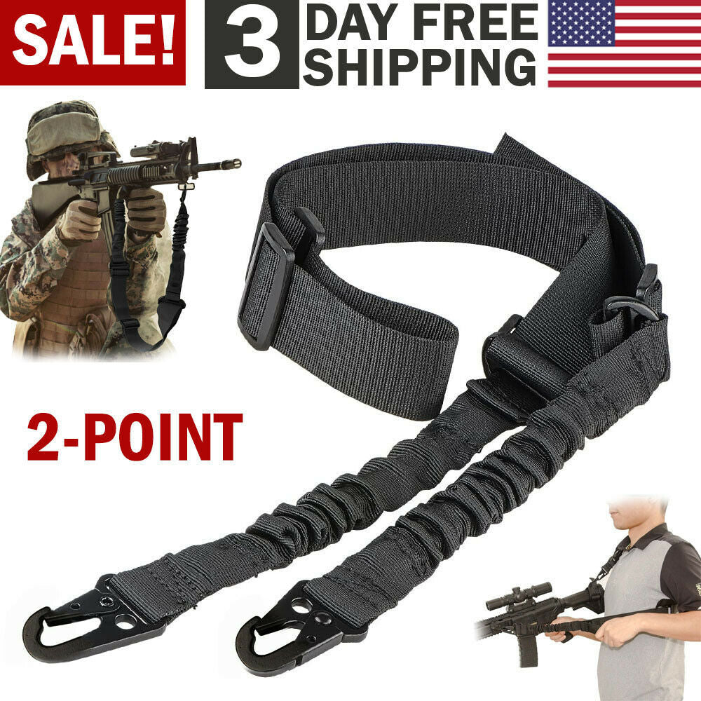 Tactical Rifle Sling Gun Shoulder Strap 2 Point Hooks One Single Strap Hunting - iztia