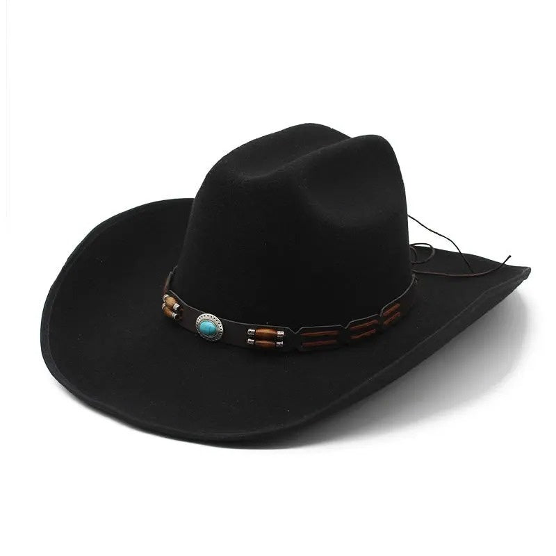 Woolen Hat, Turquoise Belt, Western Denim - iztia