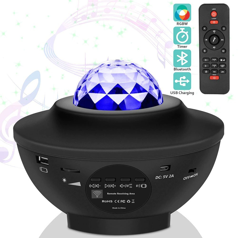 USB LED Star Night Light Music Starry Water Wave LED Projector Light Bluetooth Projector Sound-Activated Projector Light Decor - iztia