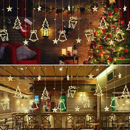 LED Fairy String Window Curtain Lights Star Christmas Xmas Party Home Indoor - iztia