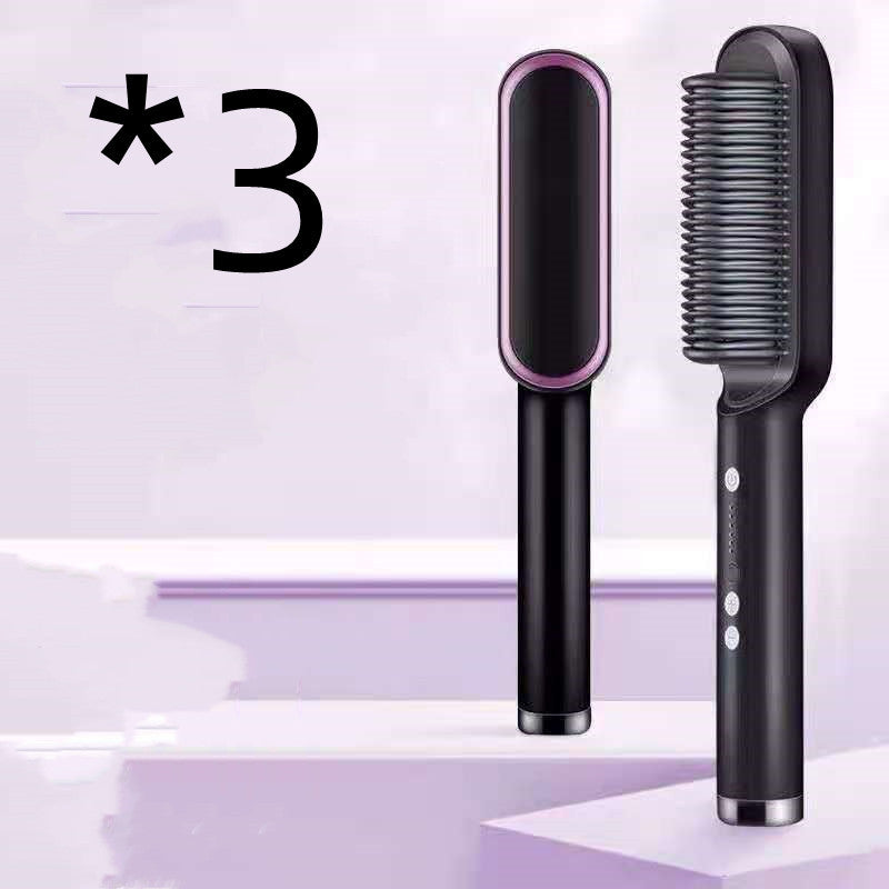 New 2 In 1 Hair Straightener Hot Comb Negative Ion Curling Tong Dual-purpose Electric Hair Brush - iztia