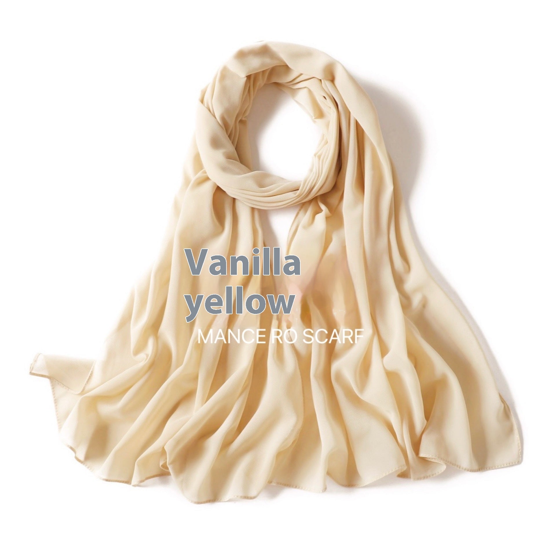 Pure Color Pearl Chiffon Scarf Headcloth Veil Chiffon Scarf - iztia