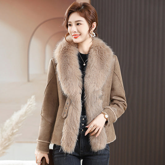 Fur Integrated Women's Short Coat Southern Winter Temperament - iztia