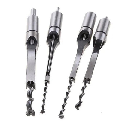 Square Hole Saws Auger Drill Bit Cut Mortising Chisel Woodworking Tool Set - iztia