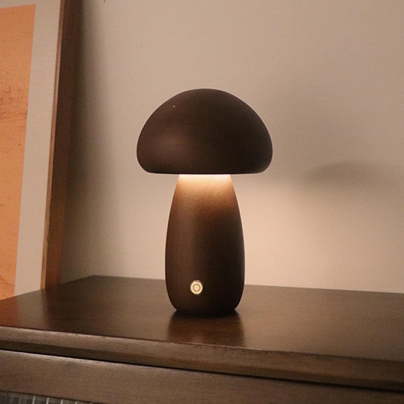 INS Wooden Cute Mushroom LED Night Light With Touch Switch  Bedside Table Lamp For Bedroom Childrens Room Sleeping Night Lamps Home Decor - iztia