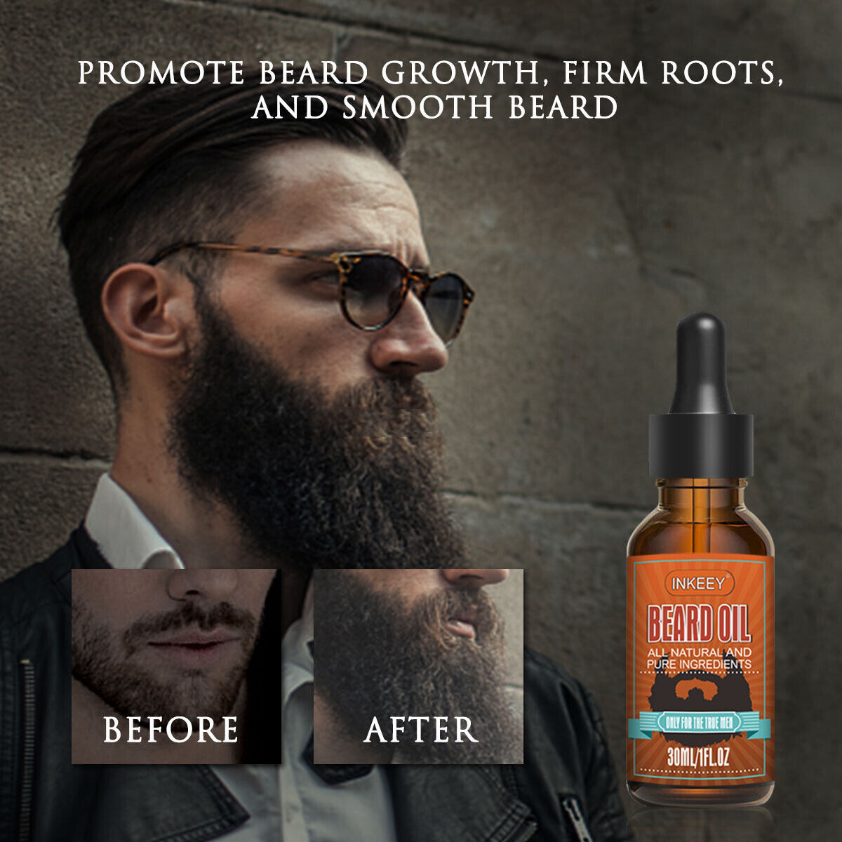 Beard Growth Oil Serum Fast Growing Beard Mustache Facial Hair Grooming For Men - iztia