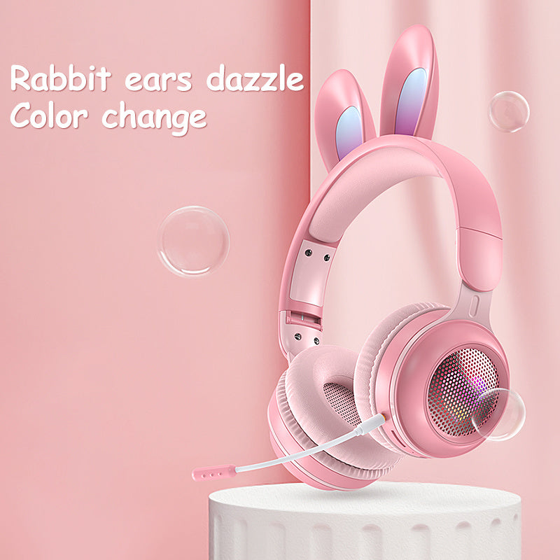 Rabbit Ear Headphones Wireless Luminous Extendable Wheat Headphones - iztia