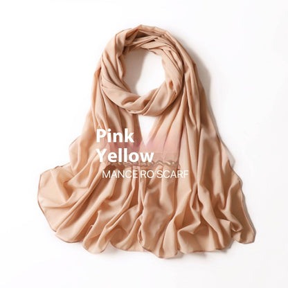 Pure Color Pearl Chiffon Scarf Headcloth Veil Chiffon Scarf - iztia