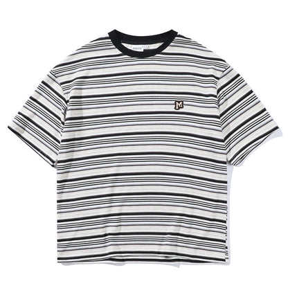 Men's Striped Loose Artistic Youth Fresh T-shirt - iztia