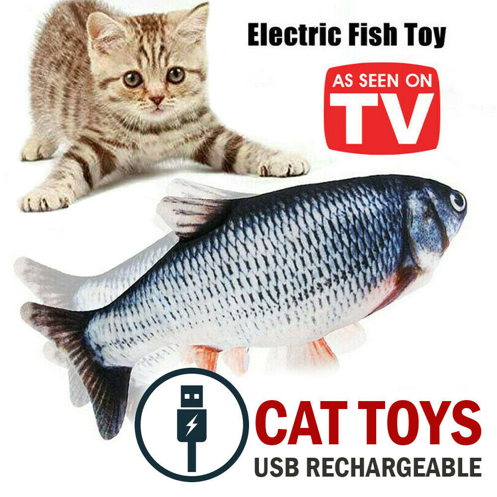 Electric Fish Cat Toy Realistic Interactive Kicker Jumping Dancing Kitten Toys - iztia