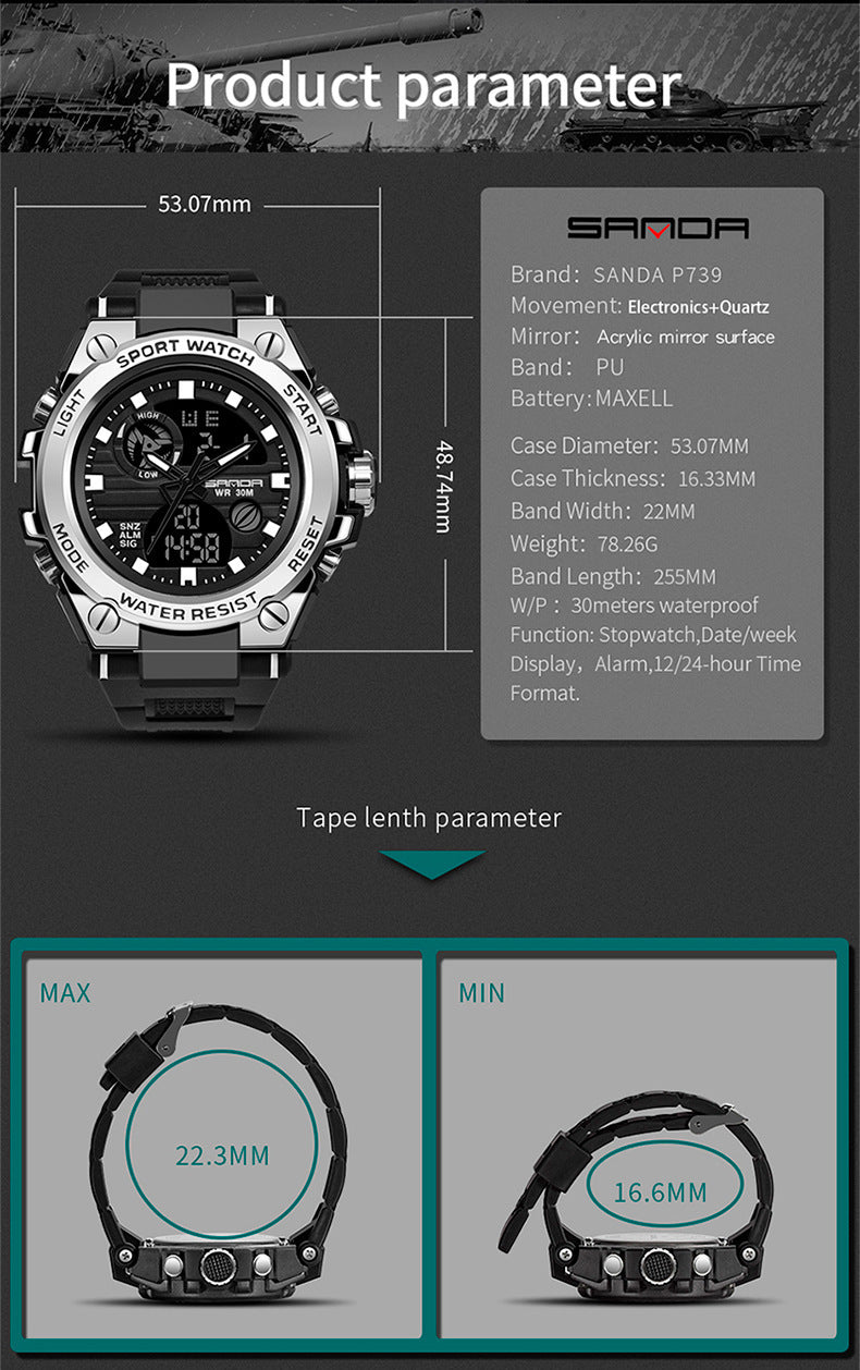 Trendy Multifunctional Digital Waterproof Electronic Watch - iztia