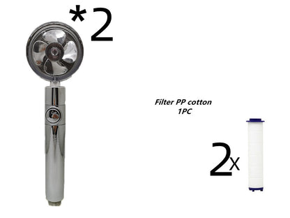 Propeller Driven Shower Head With Stop Button And Cotton Filter Turbocharged High Pressure Handheld Shower Nozzle - iztia