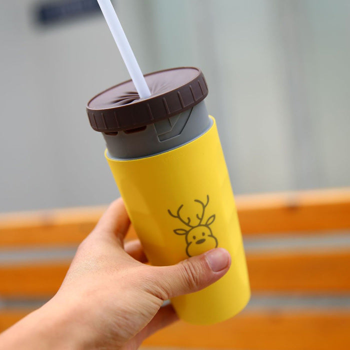 No Cover Twist Cup Travel Portable Cup Double Insulation Tumbler Straw Sippy Water Bottles Portable For Children Adults - iztia