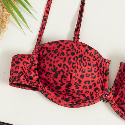 Three-piece Floral Bikini Beach Dress - iztia